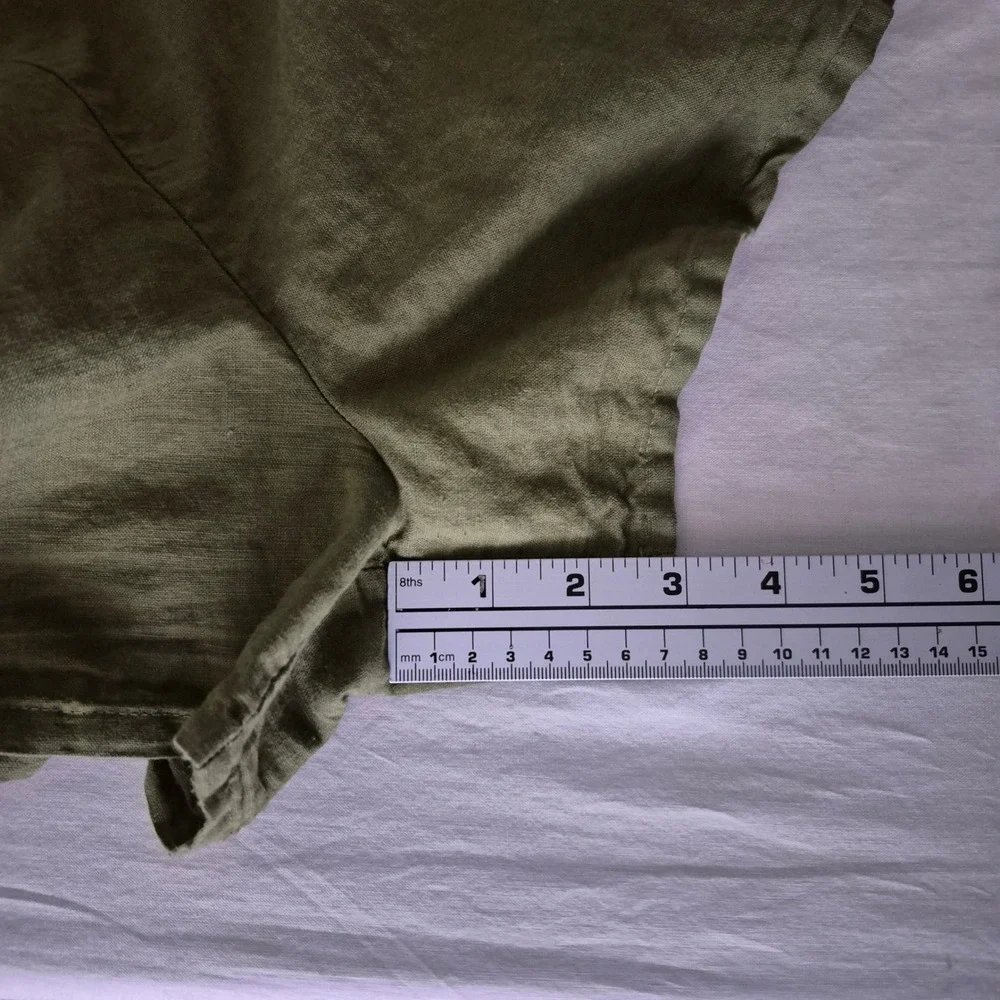 Zara Olive Green Linen Cotton Blend Wrap Front Romper Short Sleeve Size M